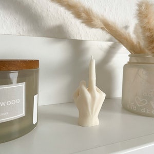 Peace/Frieden All Right and middle finger hand candle made of rapeseed wax in Bohoo style for your apartment image 8