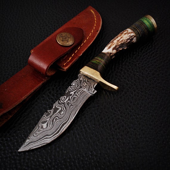 Handmade Bushcraft Knife With Leather Sheath Fixed Blade Etsy