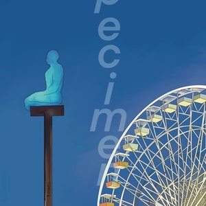 Poster City of Nice Cote d&#39;azur Place Massena Original digital painting