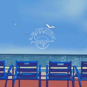 Posters Cities Nice Côte d’Azur Promenade des Anglais the blue chairs Baie des Anges
