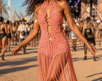 Gold Macrame Dress: Burlesque Burning Man Costume