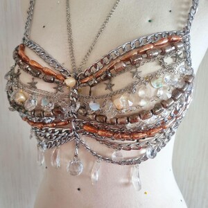 Behatop met kristallen kralen: bruidsketting, burleske sieraden afbeelding 3
