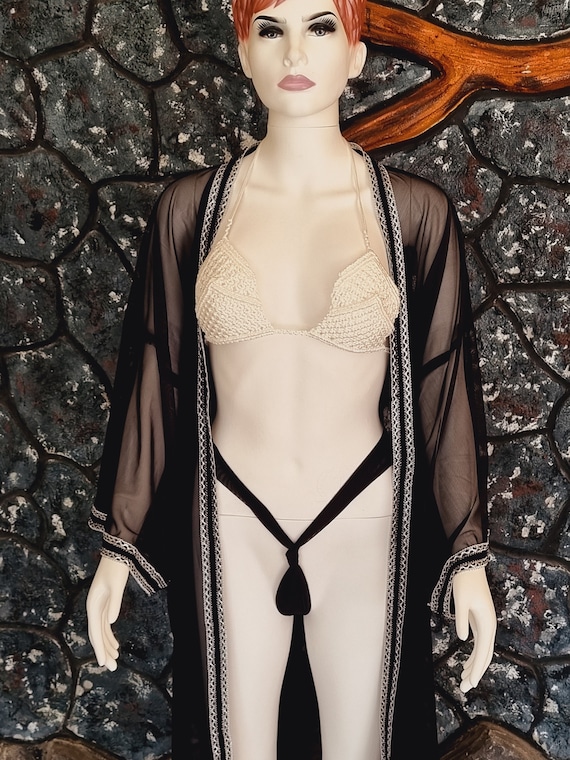 Peignoir transparent noir Peignoir transparent Lingerie transparente. non censure Peignoirs transparents Vetements de nuit pour femme Kimono de festival Robe de chambre pour mariage Ailes Etsy France