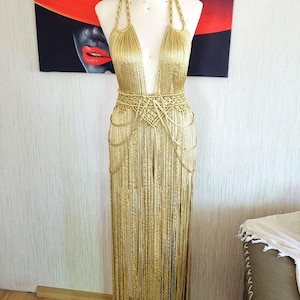 Macrame Fringe Dress: Cleopatra Costume, Burlesque Outfit
