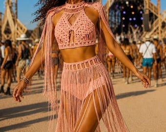 Gold Macrame Dress: Cleopatra Costume, Burning Man Outfit