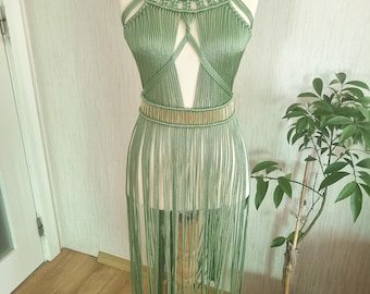 Macrame Festival Dress: Gold Detail Boho Outfit