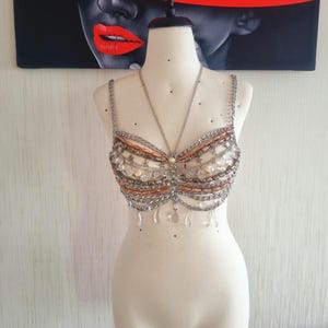 Behatop met kristallen kralen: bruidsketting, burleske sieraden afbeelding 9