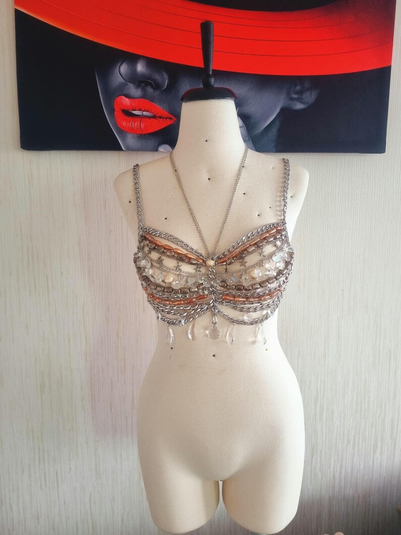 Behatop met kristallen kralen: bruidsketting, burleske sieraden afbeelding 9