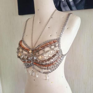 Behatop met kristallen kralen: bruidsketting, burleske sieraden afbeelding 6