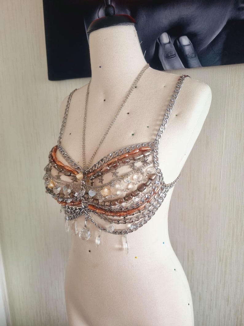 Behatop met kristallen kralen: bruidsketting, burleske sieraden afbeelding 6