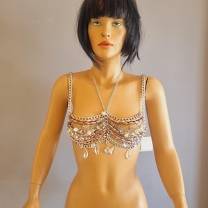 Crystal Beaded Bra Top: Bridal Body Chain, Burlesque Jewelry