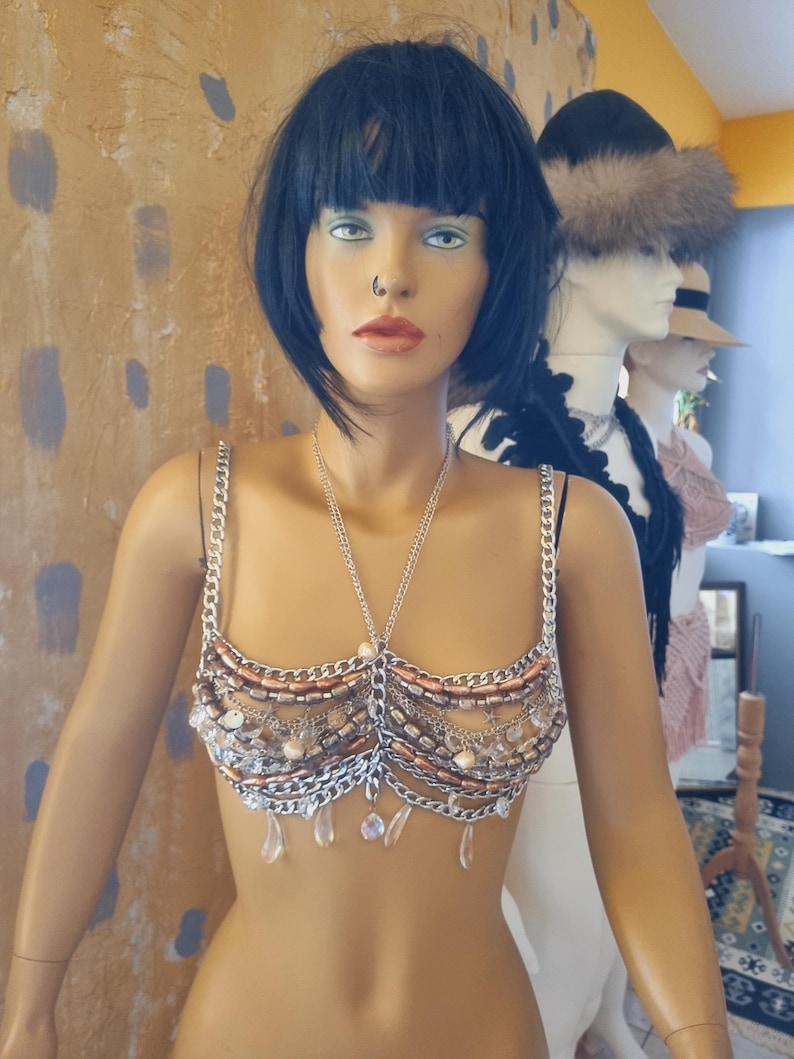 Behatop met kristallen kralen: bruidsketting, burleske sieraden afbeelding 8