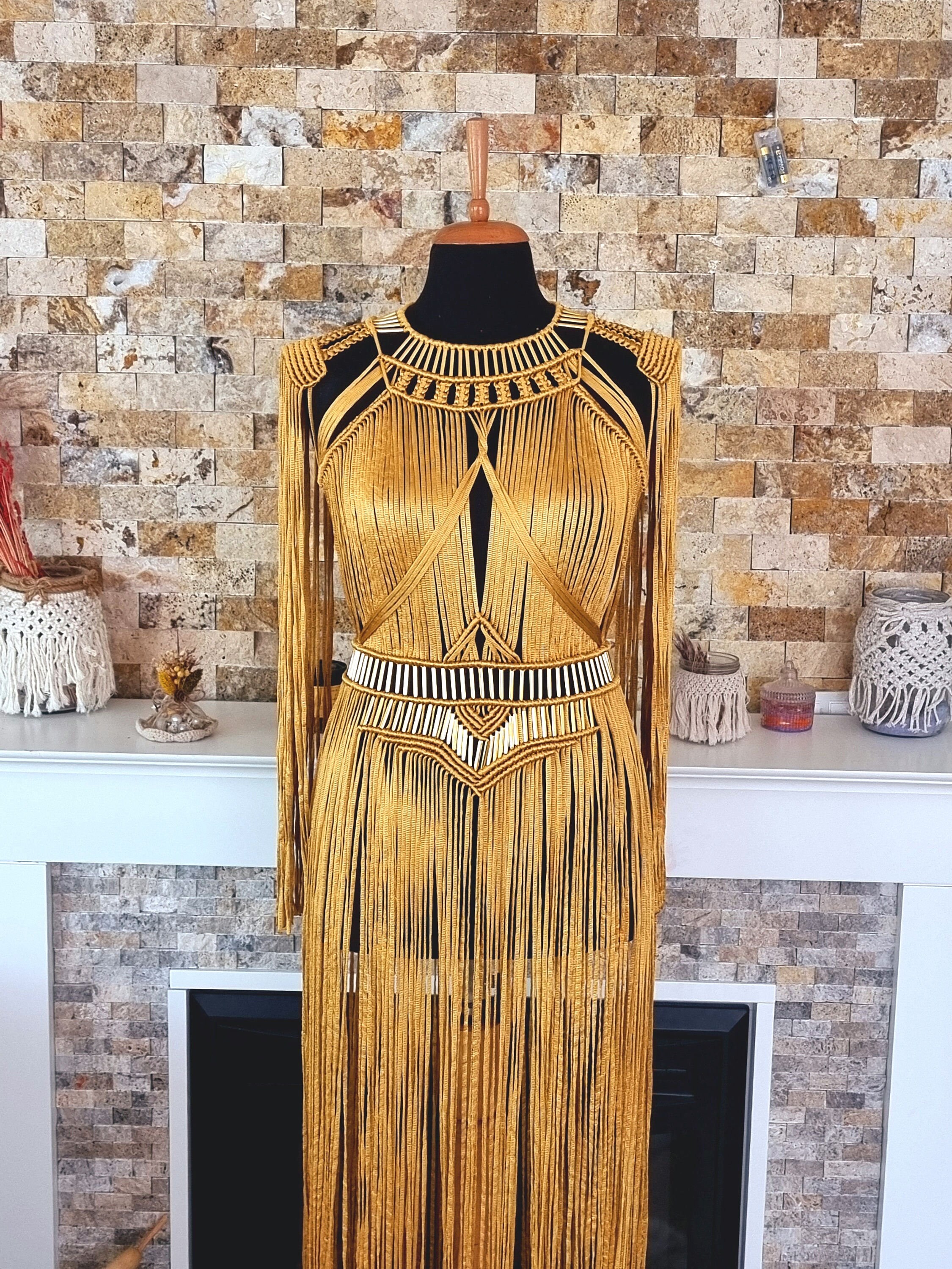 Robe en macramé • Tenue Rave grande taille • Robe Cléopâtre • Vêtements pour femmes Burning man • Robe de mariée en macramé • Costume de déesse • Tenue de festival