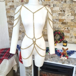 Chainmail dress, Gold chainmail, Bikini see through, Gold Body chain, Festival Body Jewelry, Gold chain dress, Chain top, Warrior top, Chain