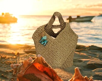 Handmade Gold Macrame Bag: Women's Evening Purse, Beach Tote