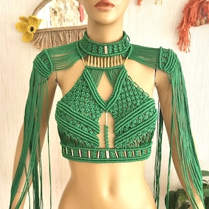 Macrame Top, Cher costume, Burlesque costume, Silver outfit, Epaulettes Macrame, Ancient costume,Burning Man, Goddess dress, Cleopatra dress