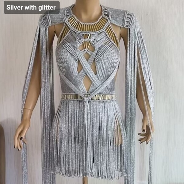 Macrame dress, Macrame Shoulder piece,  Greek Goddess Macrame dress, Festival outfit, Cleopatra Dress, Rave Outfit, Burning man outfit woman