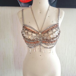 Behatop met kristallen kralen: bruidsketting, burleske sieraden afbeelding 4