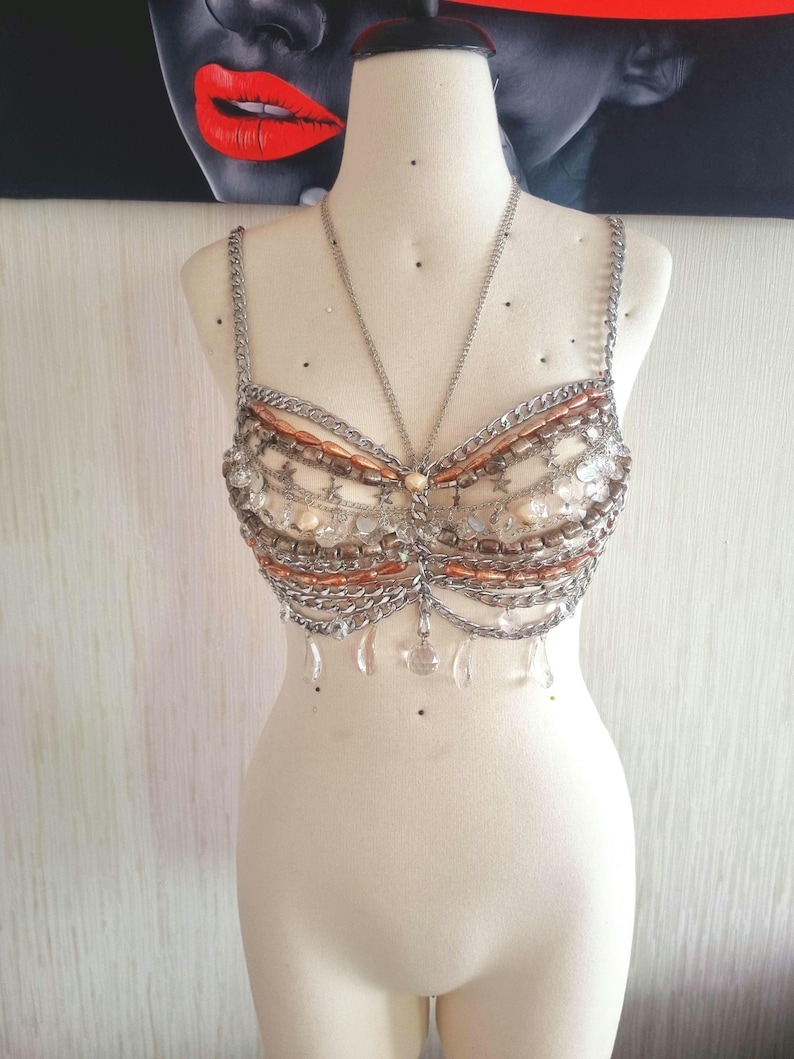 Behatop met kristallen kralen: bruidsketting, burleske sieraden afbeelding 4