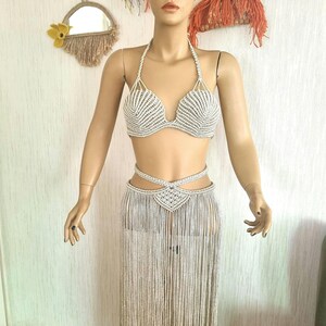 Macrame Bra- Skirt Set: Festival Rave Outfit, Macrame Costume image 3