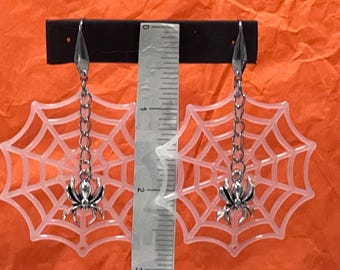 Glow in the Dark Spider Web Earrings, Halloween Earrings,