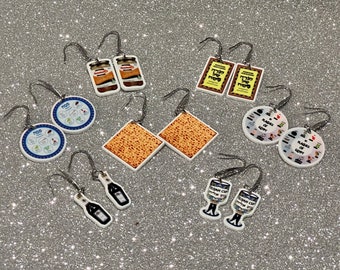 Passover Earrings,Matzo,Haggadah,Plagues of Egypt, Matzo Ball Soup,Gefilte Fish,Seder Earrings, 20 mm