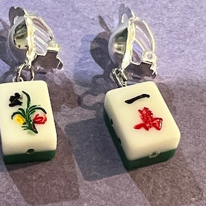 Mah Jong Earrings, Mahjong Tile Earrings