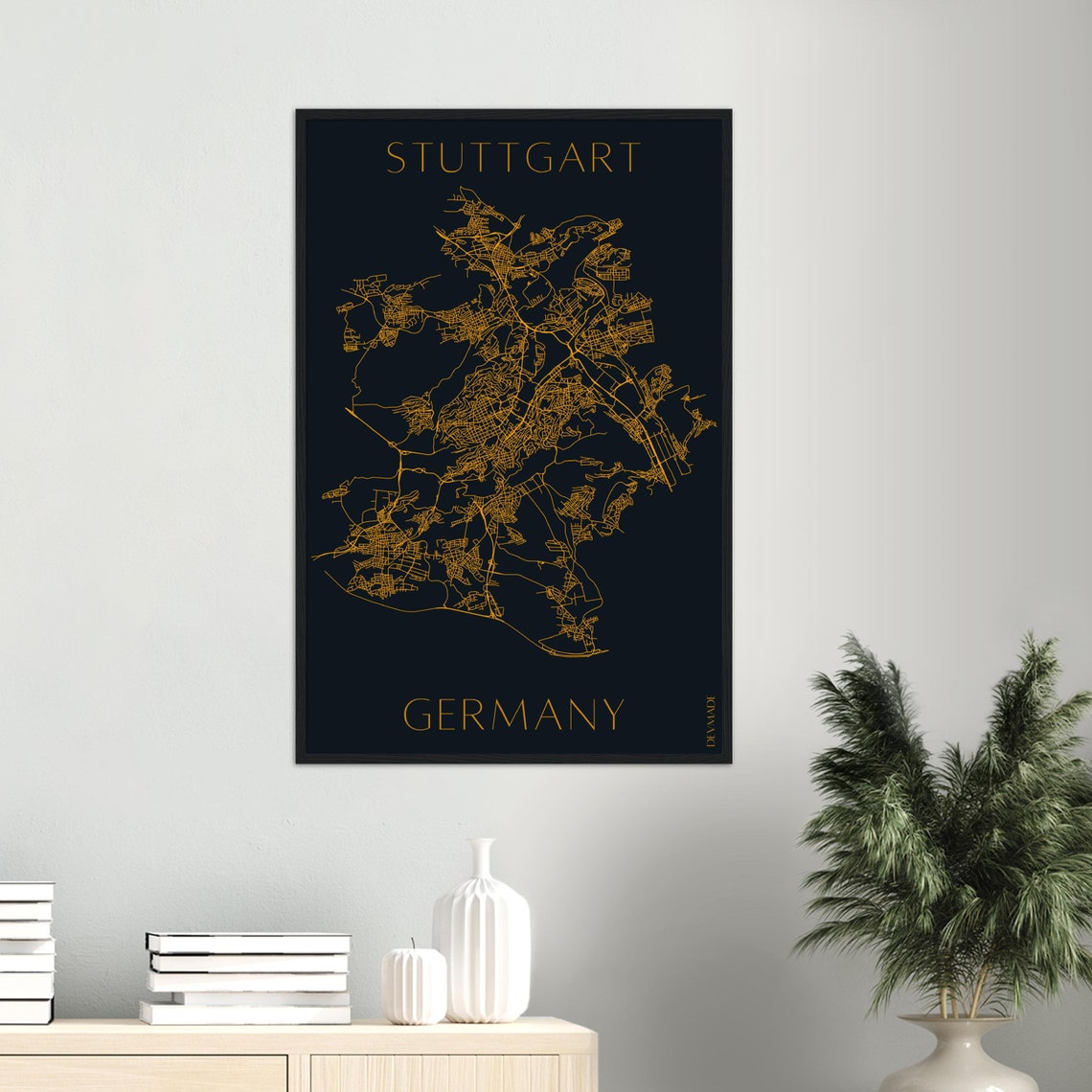 Stuttgart Germany Map Print Framed Stuttgart Map Stuttgart City Road ...