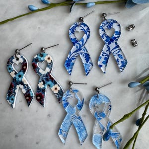 Type 1 Diabetes Earrings, Heart Awareness Ribbons