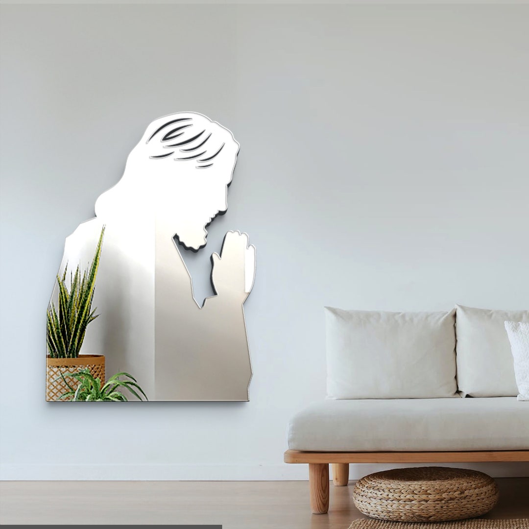 Jesus Wall Decor Jesus Christ Modern Silver Jesus Mirror Etsy