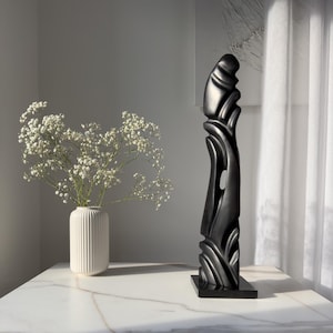 Yakisugi Beech Wood Sculpture: Abstract Japandi Art, Contemporary Home Decor