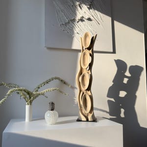 Walnut Sculpture | Biomorphic Hand-Carved Form | Modern Minimalist Decor