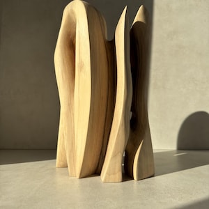 Walnut wood sculpture, Abstract natural carving, Hand carved unique art, „Rooted Flow” – contemporary  Sculpture