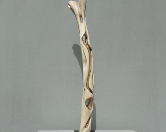 41"large wooden sculpture, smooth surface, solid walnutwood sculpture, unique one-piece statue for your space