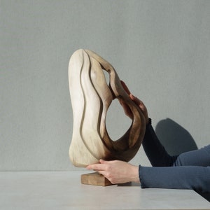 19 Handcrafted walnut wood sculpture Minimalist natural design Unique home decor image 8