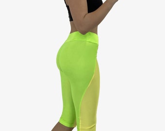 Neon Legging, Mittlere Taille Shorts, Biker Leggings, Sport Radfahren Leggings, Jogging, Fitness Shorts, Frauen Sport Kleidung, Sexy Leggings