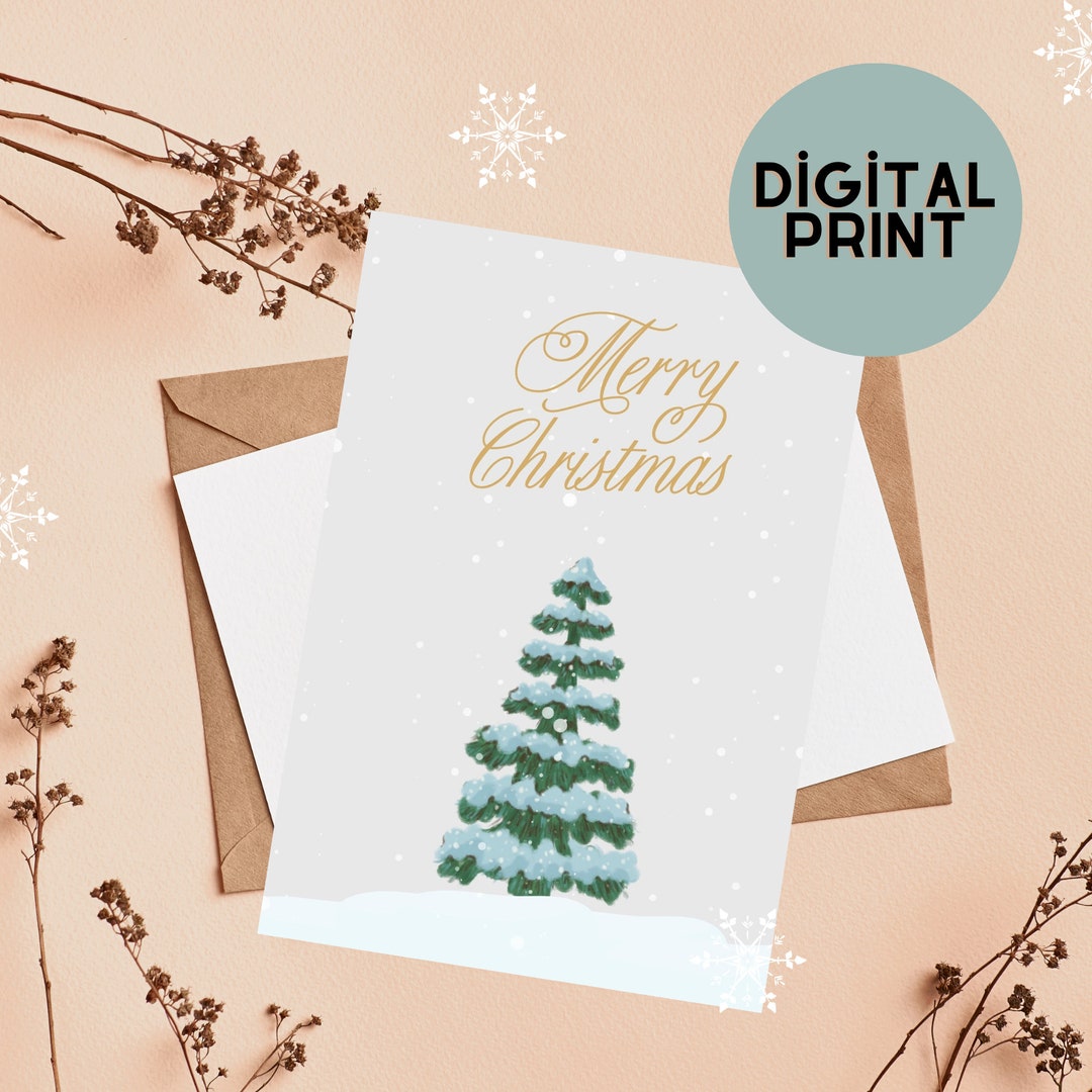 Printable Merry Christmas Card Print at Home Christmas Card Etsy