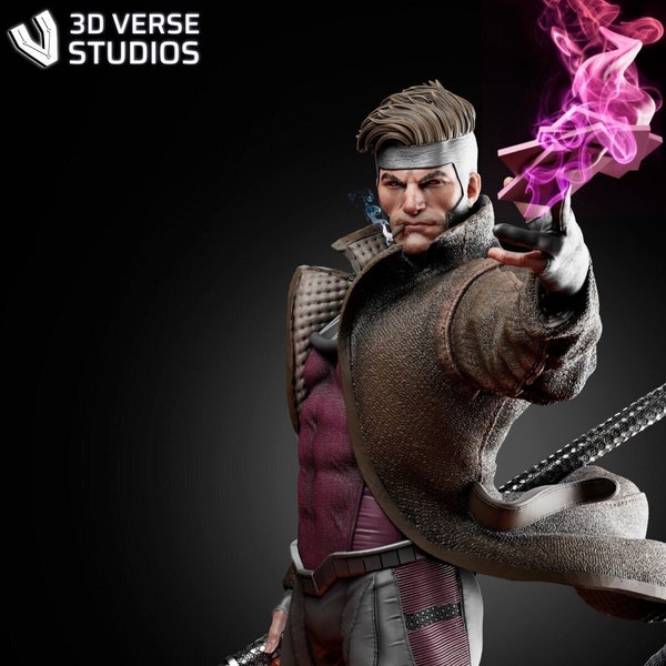 Statue de collection imprimée en 3D Gambit Fanart, figurine en résine, impression en résine