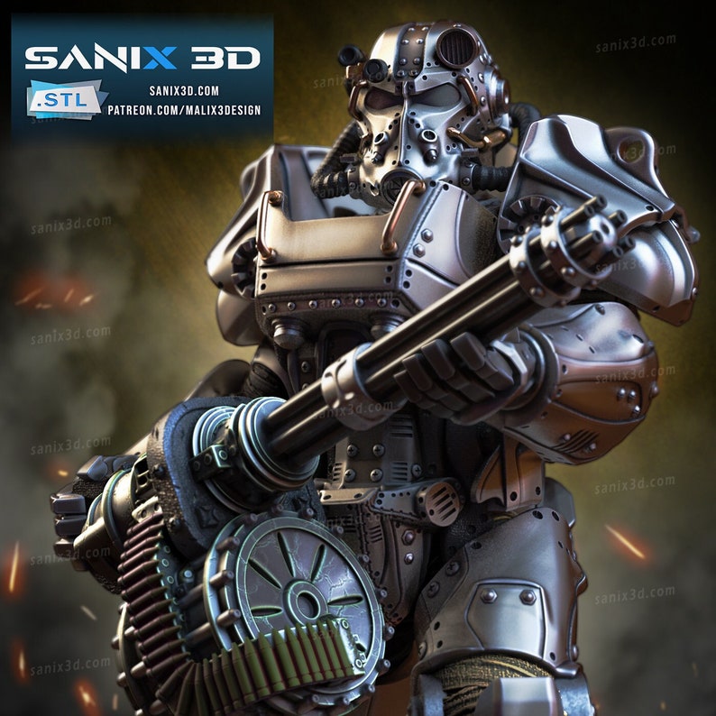 Fallout T-60 Power Armor 3d gedruckte Statue Sammelfigur Miniaturfigur Geschenkidee unbemalt Maßstab 1/10 Bild 1