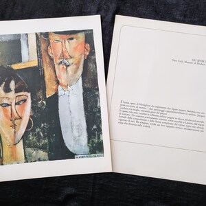 May include: A painting of a man and a woman. The man is wearing a black suit and a white bow tie. The woman is wearing a black dress. The painting is in a cubist style, with sharp angles and geometric shapes.