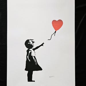 Ragazza con Palloncino  stampa d'arte offset, numerata, dimensioni 70 x 50 cm. Banksy - Arte di strada  Poster