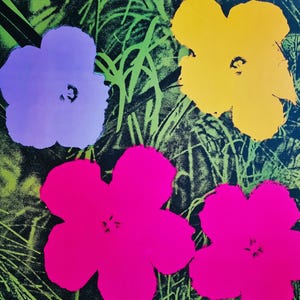 Andy Warhol "Fiori, 1964" Poster vintage Andy Warhol Foundation for the Visual Arts. Dimensioni  90 x 90 cm 35,4"x35,4"