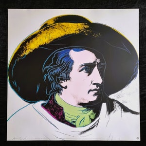 Andy Warhol "Goethe, 1982" Dimensioni 97 x 97 cm. 38,182 x 38,18" Grande poster vintage. Andy Warhol Foundation