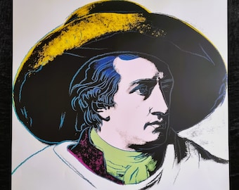 Andy Warhol "Goethe, 1982" Afmetingen 97 x 97 cm. 38,182 x 38,18" Grote vintage poster. Andy Warhol Foundation
