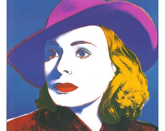 Andy Warhol "Ingrid Bergman, 1983" Afmetingen 97 x 97 cm. 38,182 x 38,18" Grote vintage Andy Warhol Foundation-poster