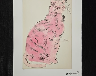 Andy Warhol "Cat Sam" Lithograph reproduced in limited edition, certified. Dimensions: 57.3 x 38.4 cm.