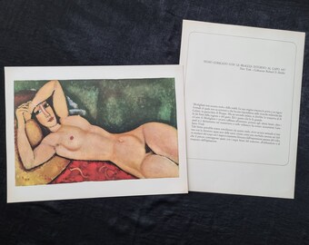 Vintage Modigliani Lithografie "Liggend naakt met armen om zijn hoofd, 1917" Editie 1963 Afmetingen 48×36 cm Verzamelkunst
