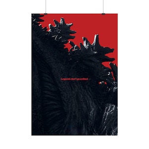 Shin Godzilla 2016 Silhouette Rolled Poster | Red Black Kaiju Wall Art