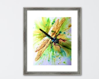 Dragonfly, Original Watercolor Art, Insect Print, Watercolor Art, Painting, Colorful Art, 3D, Wall Art, Signed and Numbered, Limited Edition