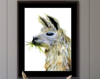 Mama Llama, LLAMA, Original Watercolor, Country Art, Farmhouse Art, Llama watercolor painting, Boho, Animal Art, Wall Art, Home Decor